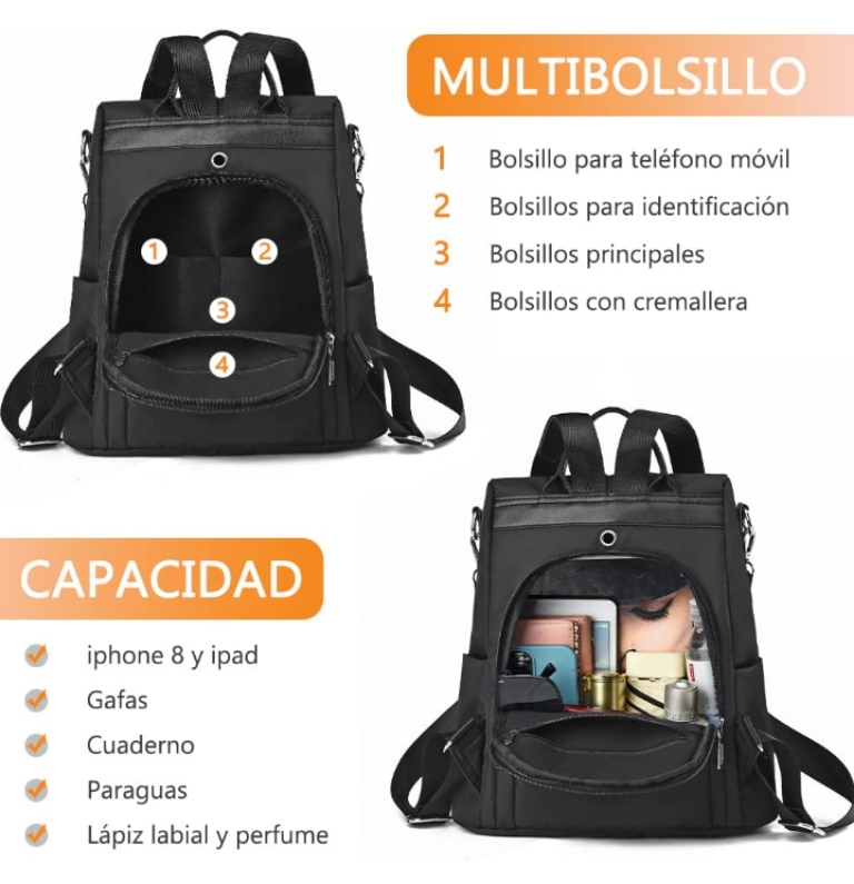 Mochila mujer impermeable antirrobo 