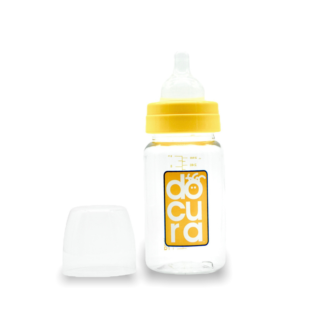 DOCURA  Set 3 Biberones Para Bebé De Boca Ancha Biberón De 5 oz 150ml Para 0 3 Meses Silicón Líquido Mamilas Anti cólicos  Antirreflujo  Libre de BPA Colores Amarillo Rosa Azul y Naranja