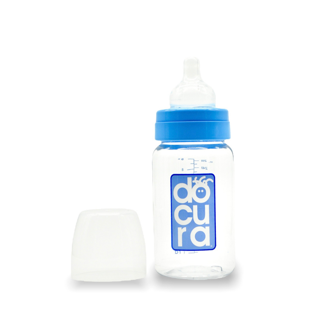 DOCURA  Set 3 Biberones Para Bebé De Boca Ancha Biberón De 5 oz 150ml Para 0 3 Meses Silicón Líquido Mamilas Anti cólicos  Antirreflujo  Libre de BPA Colores Amarillo Rosa Azul y Naranja