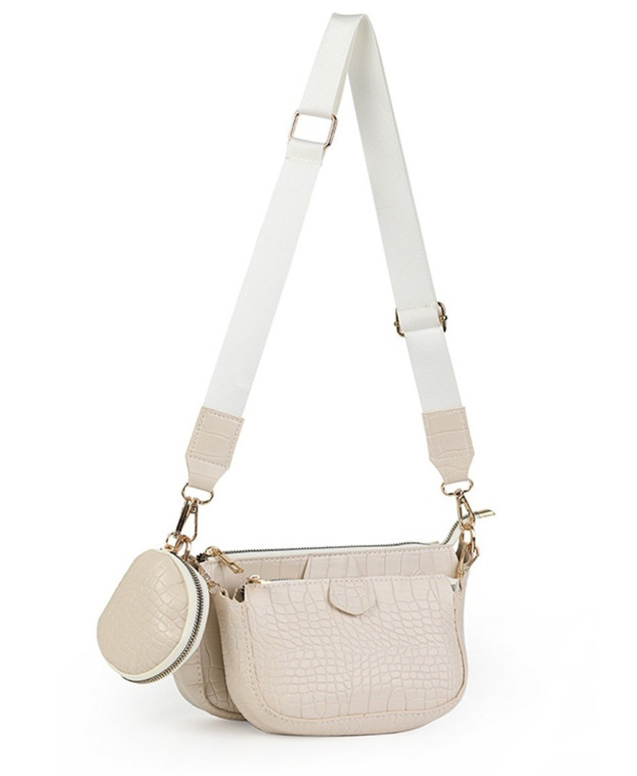 3en 1 Bolsas De Dama FUNBU De Moda Con Estampado De Cocodrilo Para Blanco