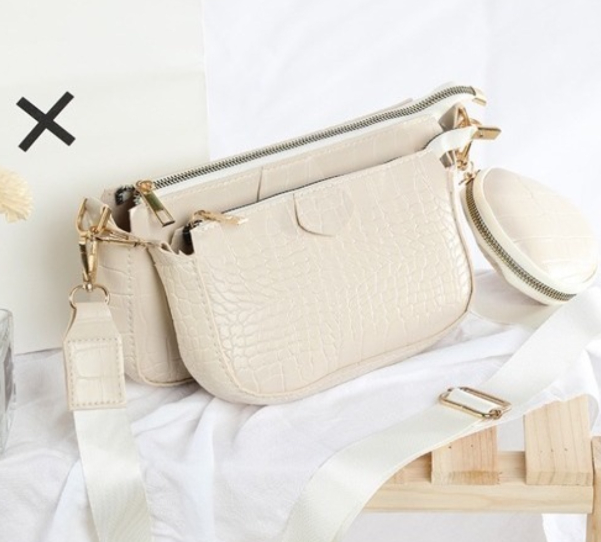 3en 1 Bolsas De Dama FUNBU De Moda Con Estampado De Cocodrilo Para Blanco