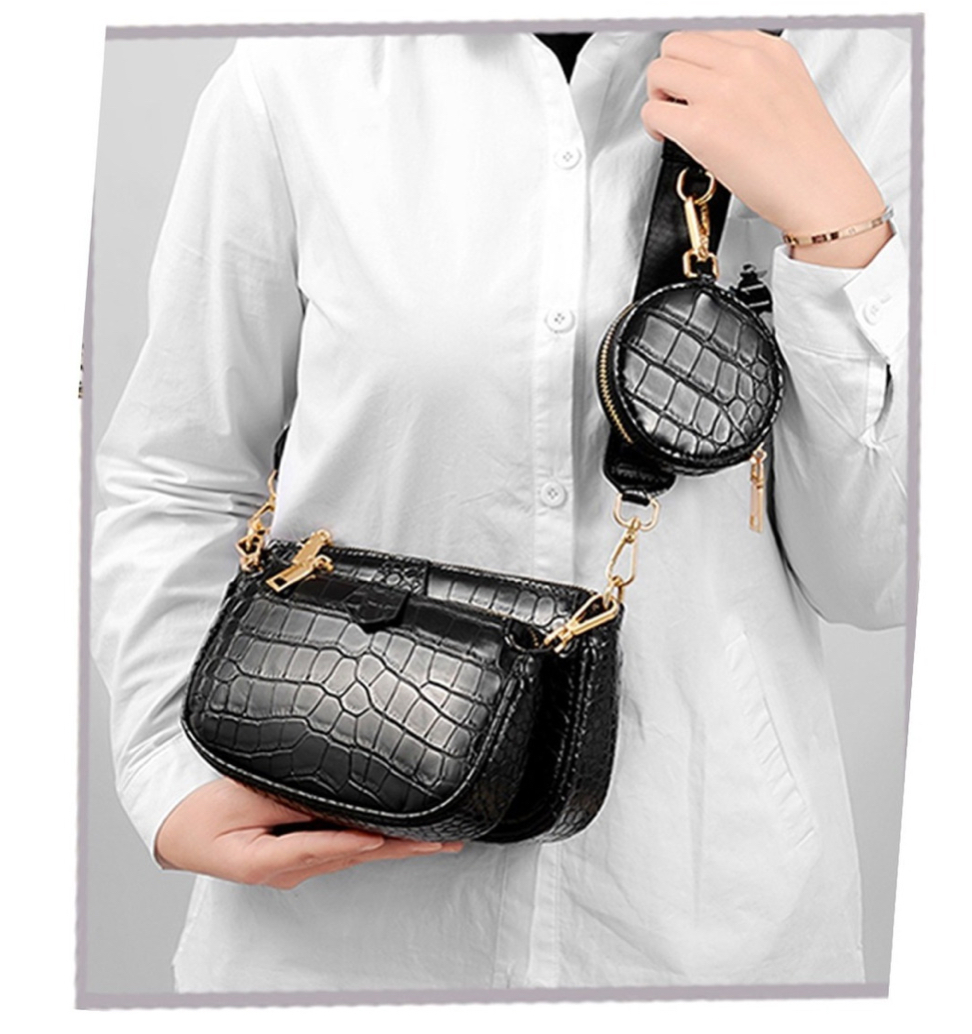 3en 1 Bolsas De Dama FUNBU De Moda Con Estampado De Cocodrilo Para Blanco