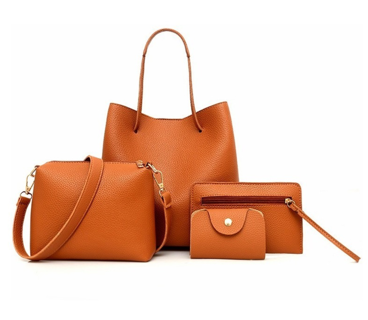 Bolso Casual De Nueva Moda Para Mujer, 4 Piezas Color Marrón