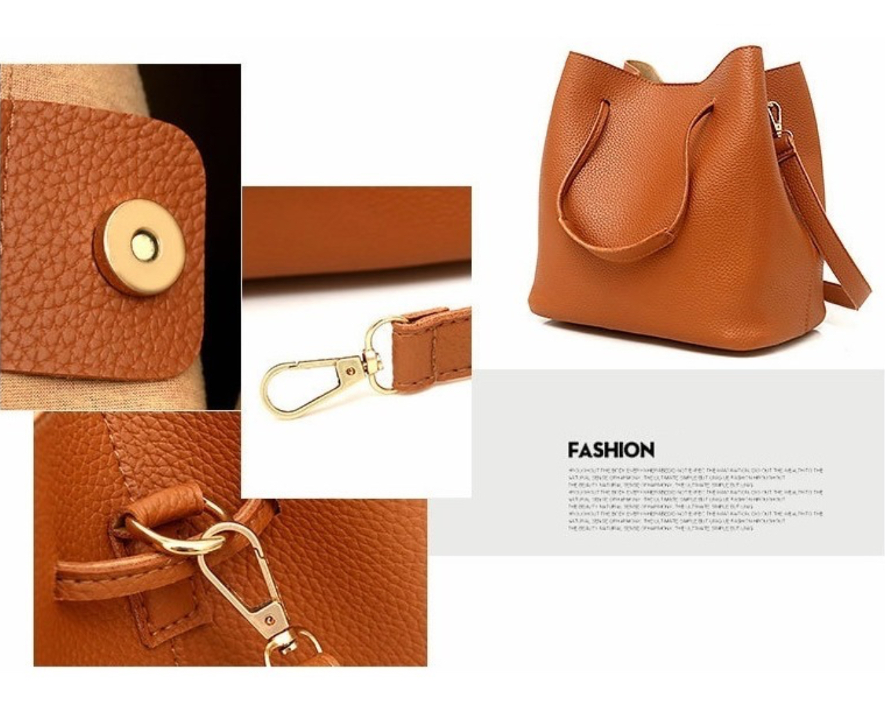 Bolso Casual De Nueva Moda Para Mujer, 4 Piezas Color Marrón