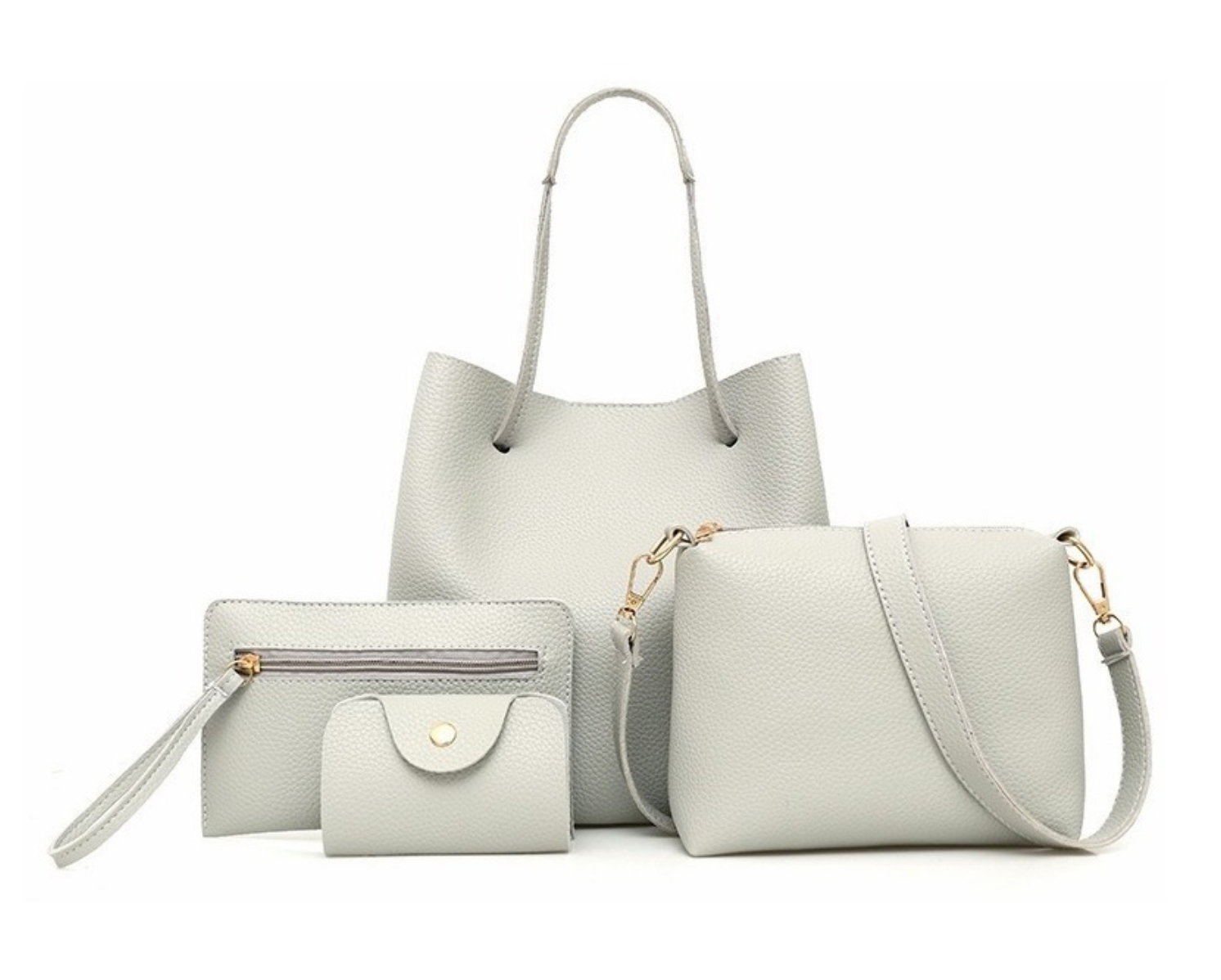 Bolso Casual De Nueva Moda Para Mujer, 4 Piezas Color Gris