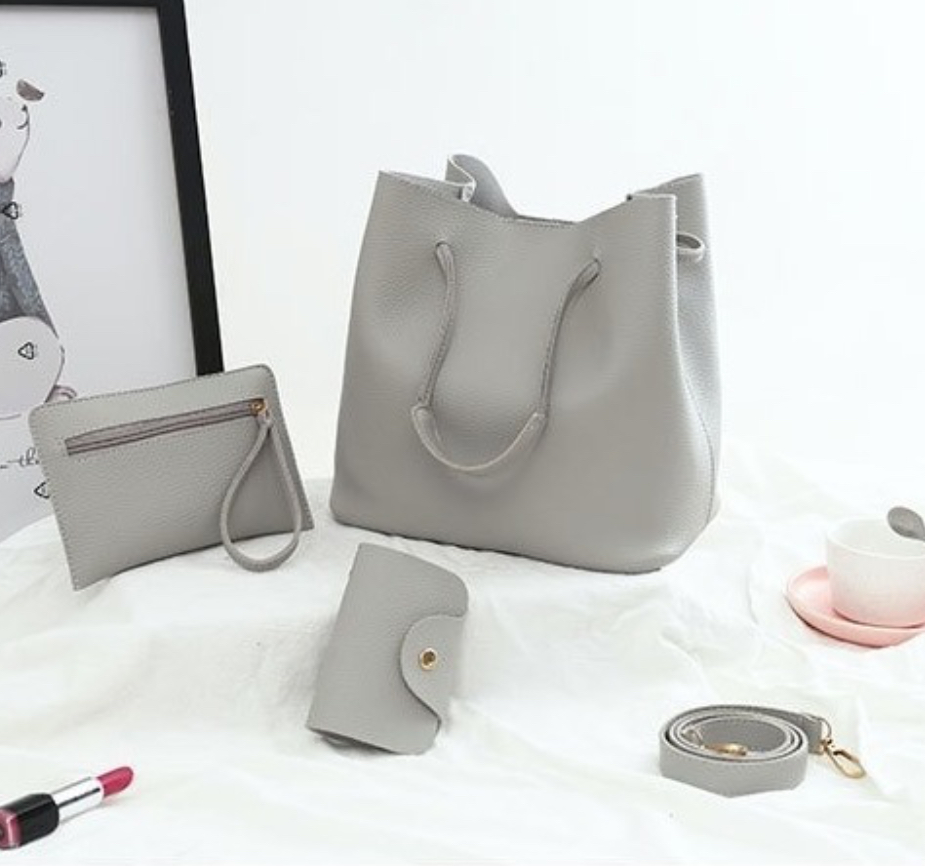 Bolso Casual De Nueva Moda Para Mujer, 4 Piezas Color Gris
