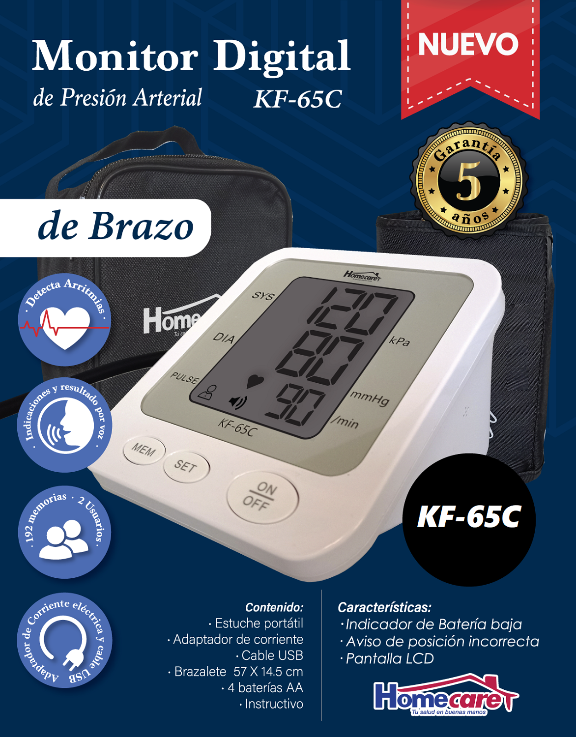 Baumanómetro Presión Arterial Kf-65c Resultados Voz Homecare