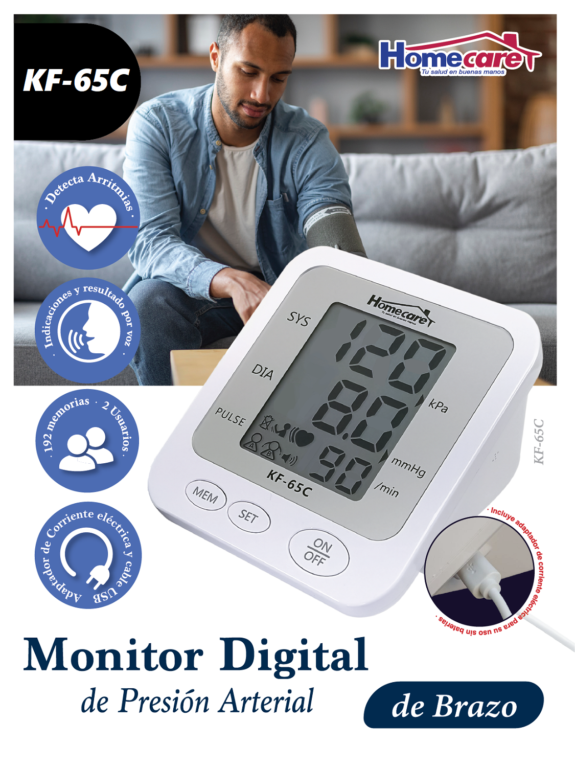 Baumanómetro Presión Arterial Kf-65c Resultados Voz Homecare