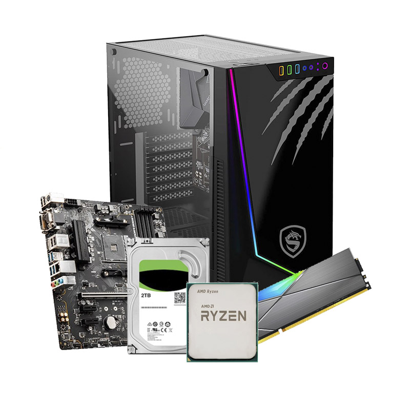 Pc Gamer Grizzly Amd Ryzen 7 Pro 4750 4.4Ghz 16Gb Ssd M2 500Gb + 2Tb Graficos Radeon Wi-Fi - SG-RZ020