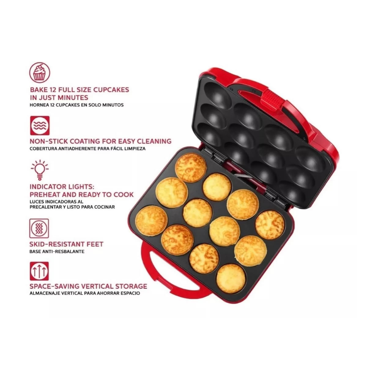 Máquina Para Cupcakes Holstein Hu 09006r 12 Piezas 1200w