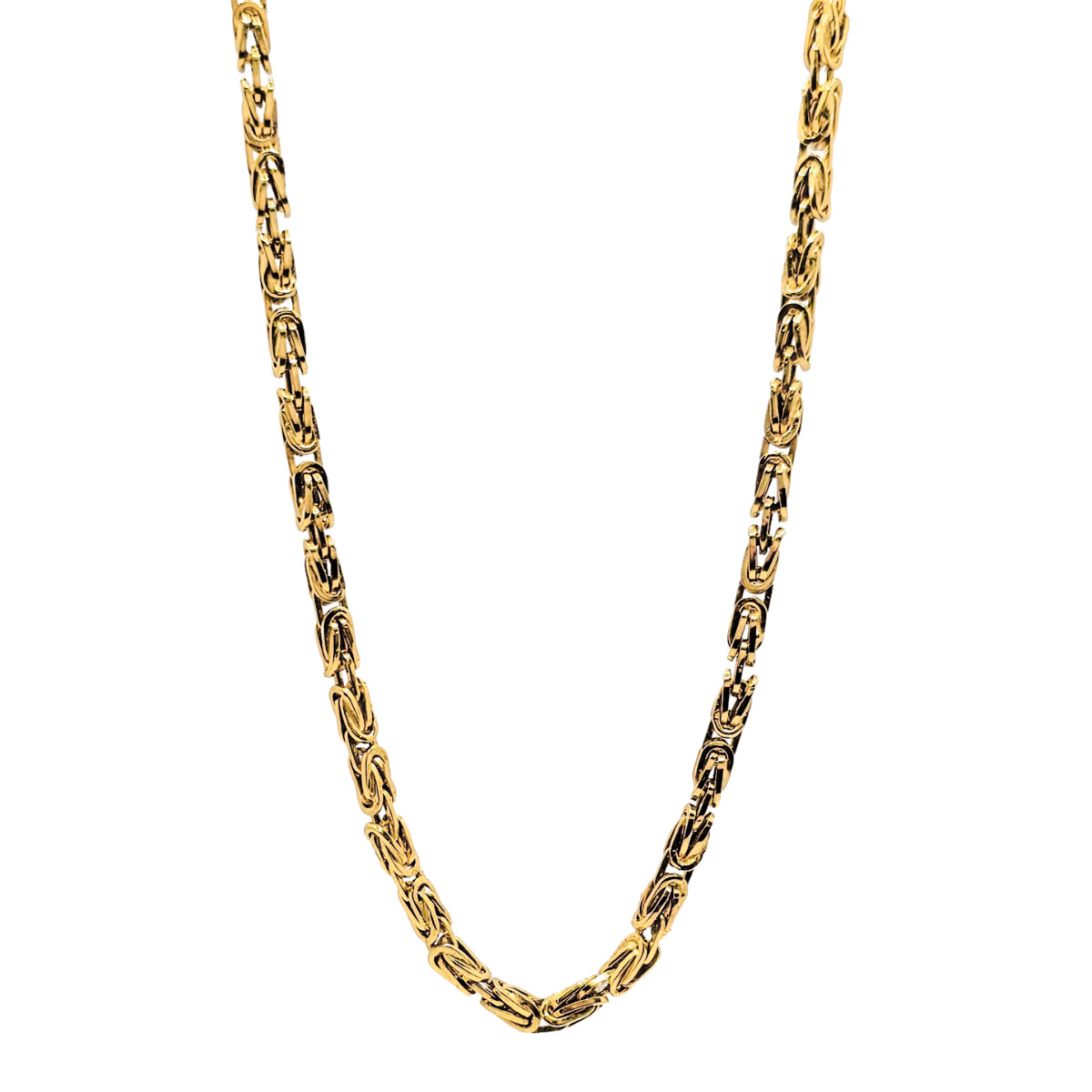 Cadena de oro 10k hombre italiana bizantino. Incluye certificado y caja de regalo