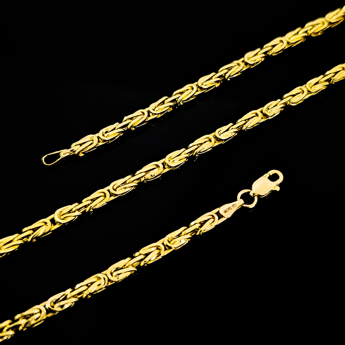 Cadena de oro 10k hombre italiana bizantino. Incluye certificado y caja de regalo