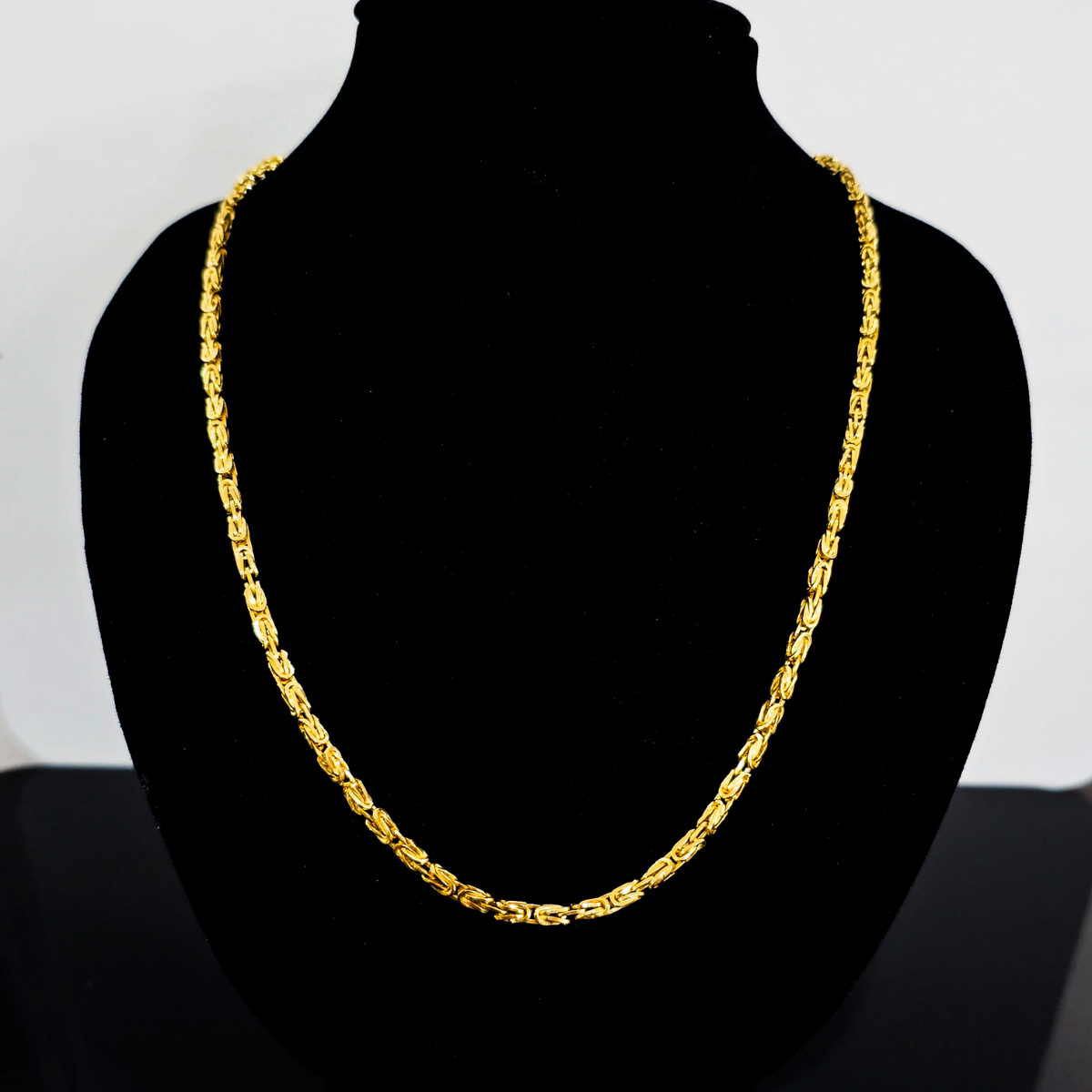 Cadena de oro 10k hombre italiana bizantino. Incluye certificado y caja de regalo