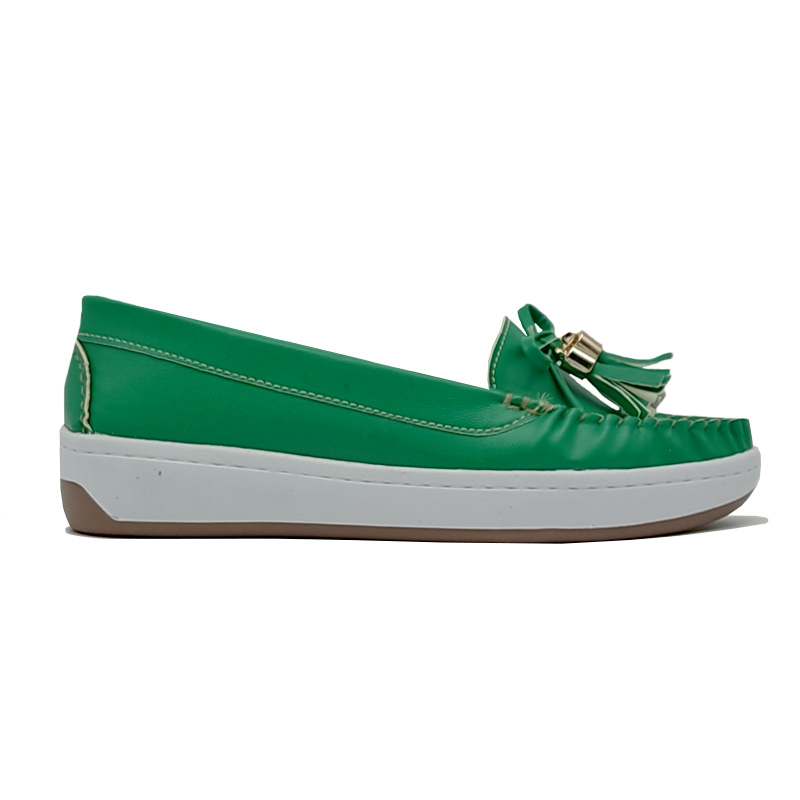 EVAG Zapato Mocasín 936 Verde Esmeralda Moño Mujer Casual Confort 