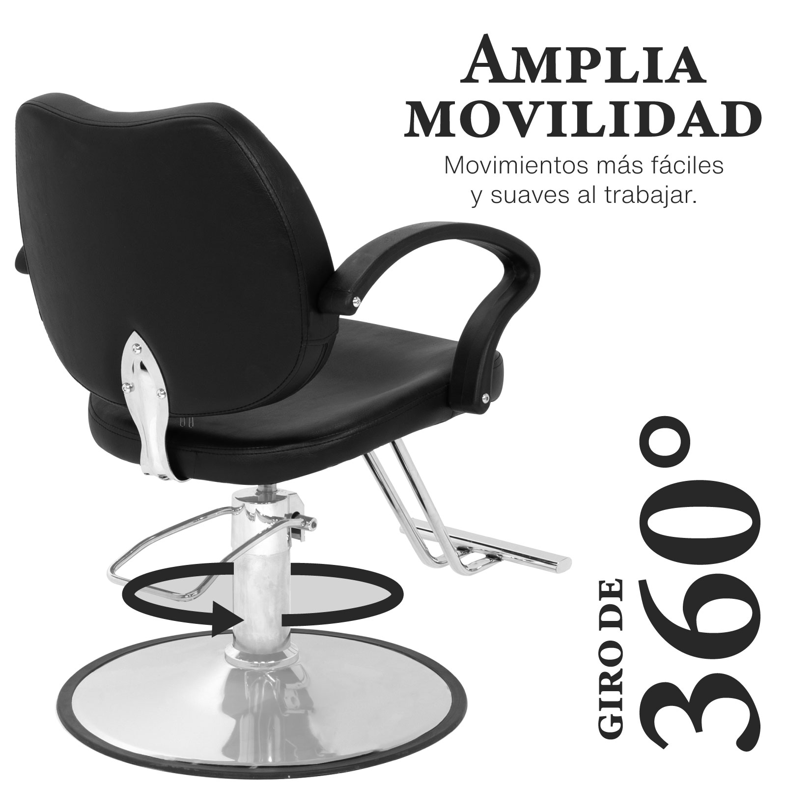 Silla Hidráulica Onof para Salón de Belleza y Barbería, Reclinable con Altura Ajustable