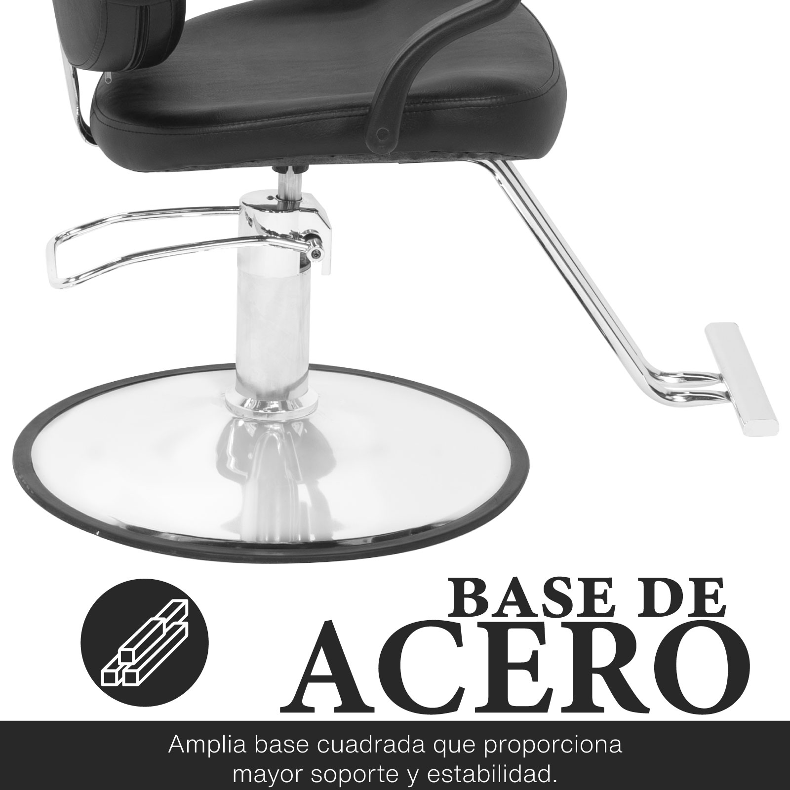 Silla Hidráulica Onof para Salón de Belleza y Barbería, Reclinable con Altura Ajustable