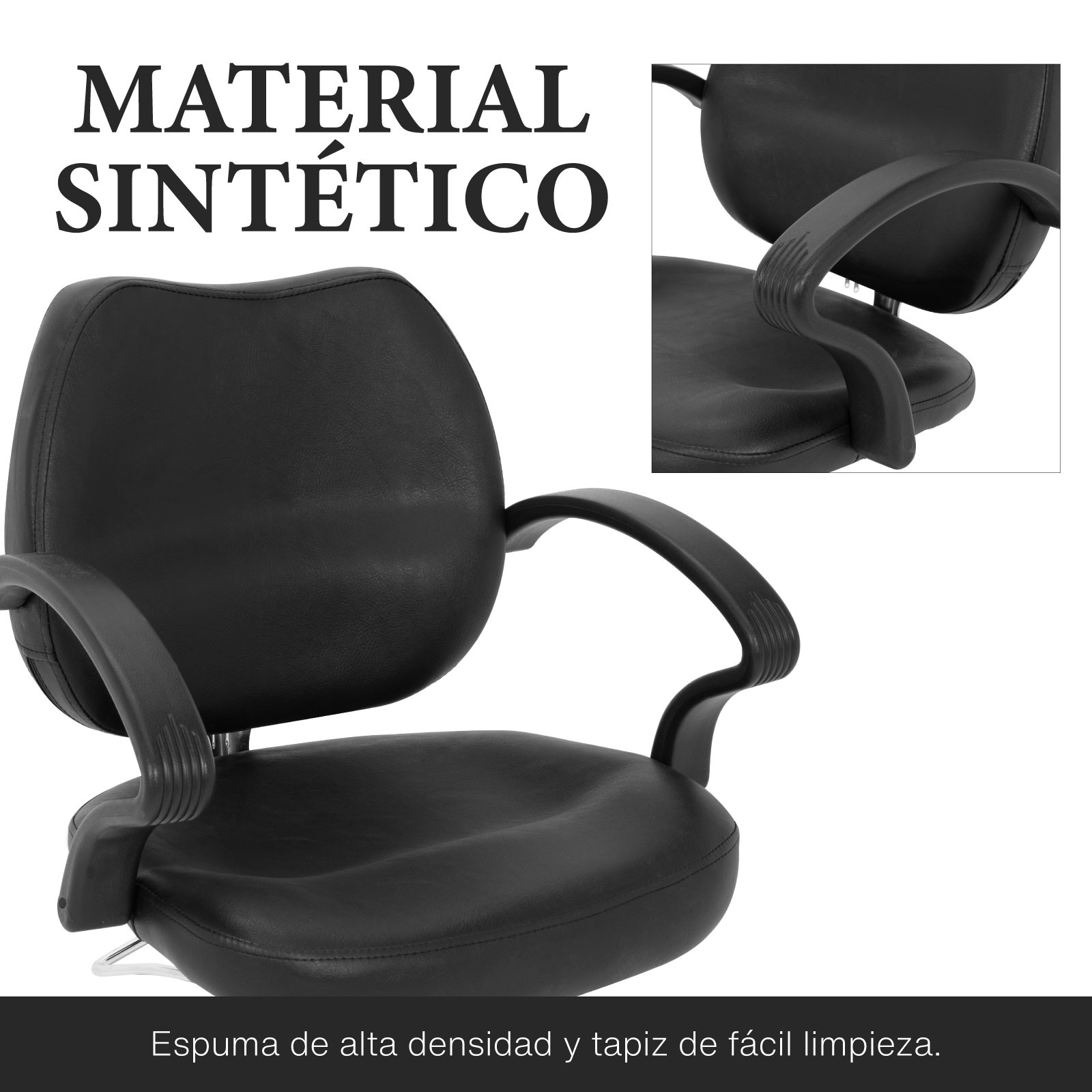 Silla Hidráulica Onof para Salón de Belleza y Barbería, Reclinable con Altura Ajustable
