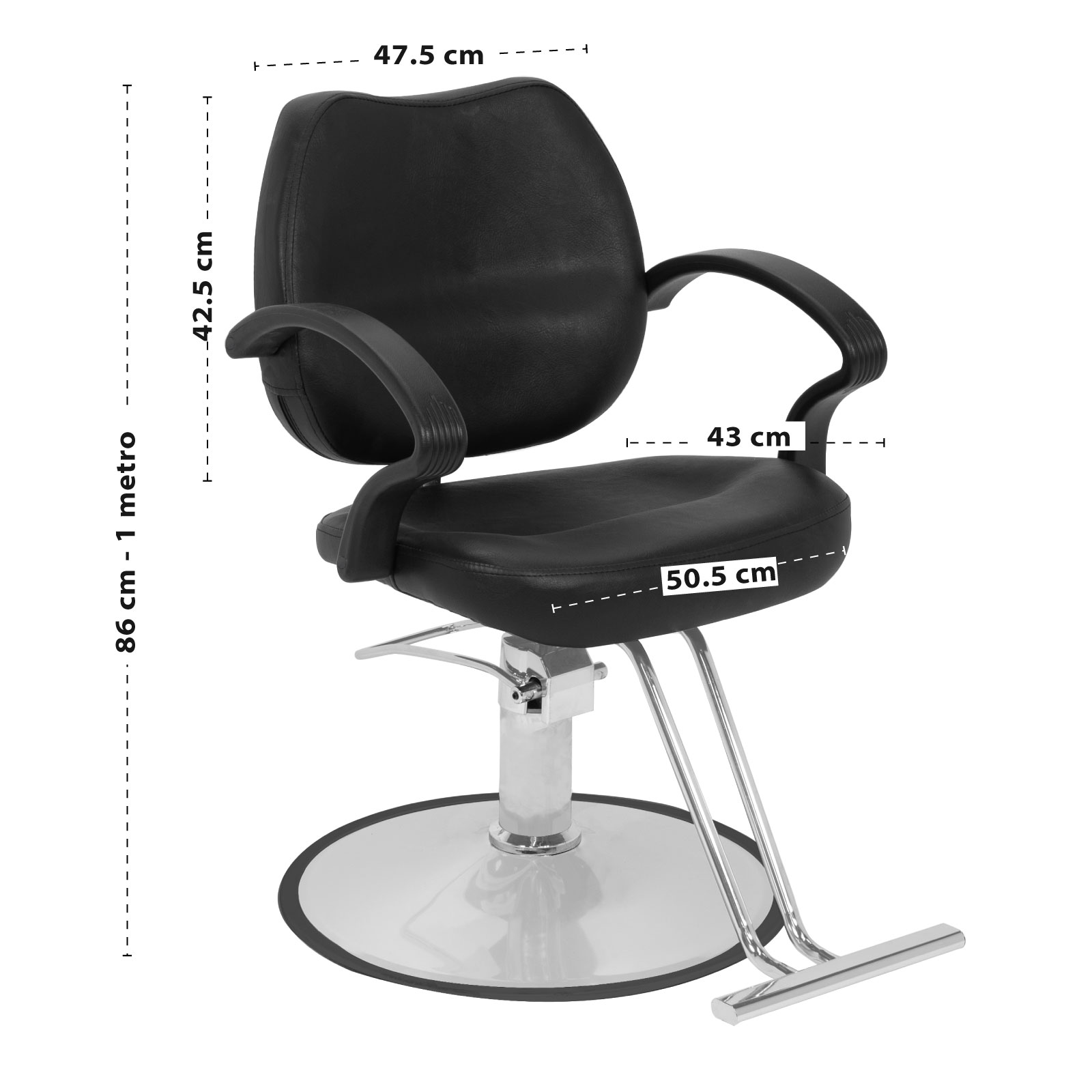 Silla Hidráulica Onof para Salón de Belleza y Barbería, Reclinable con Altura Ajustable