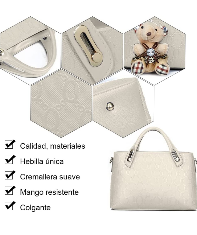 Conjunto de 4 piezas bolsa para mujer impermeable antirrobo 