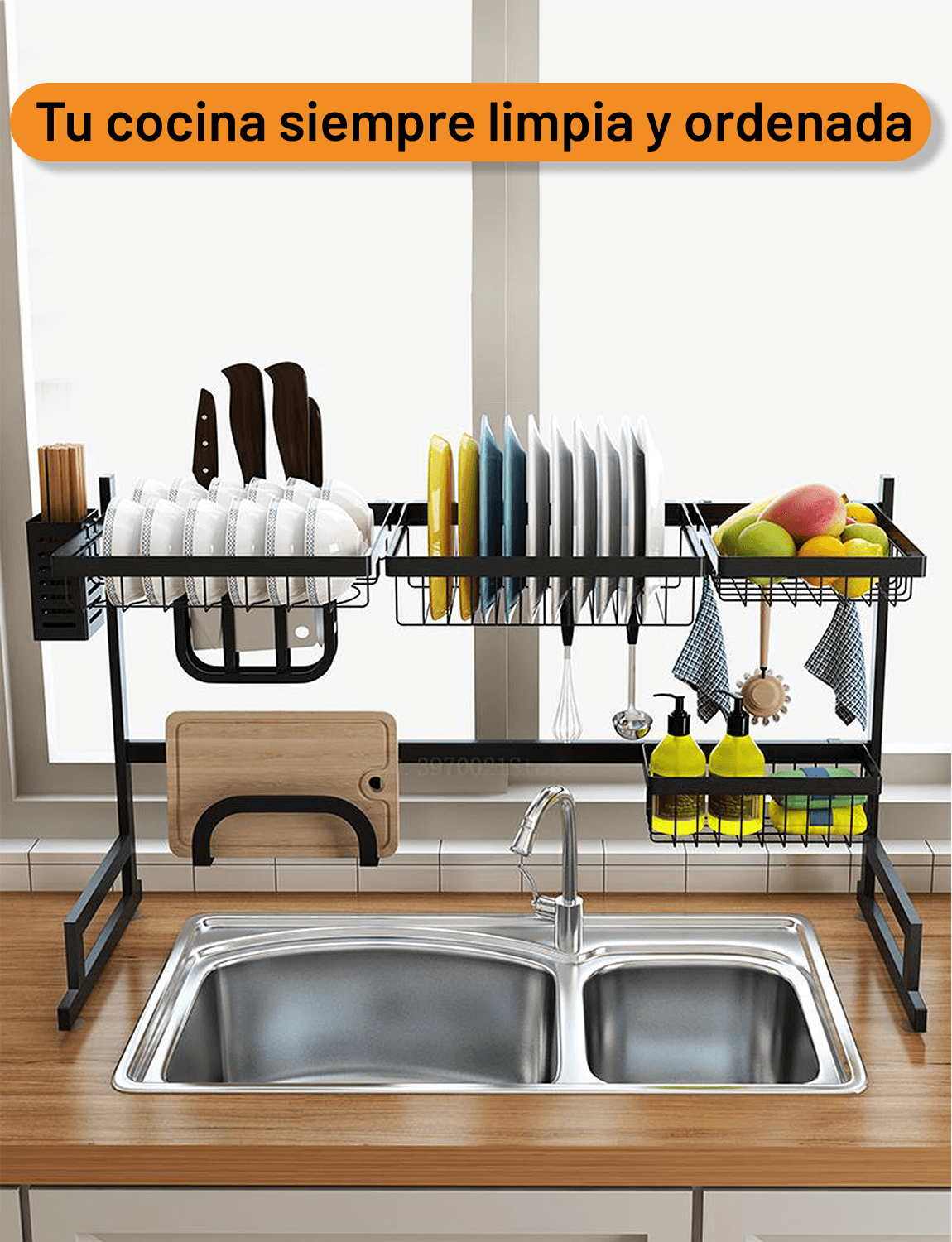 Escurridor de Trastes de Acero Inoxidable Archy para Cocina Fregadero Organizador Platos Vasos Cucharas Cuchillos Multiusos Escurridor Escurreplatos Estante Gran Capacidad Practico Resistente (NM784)
