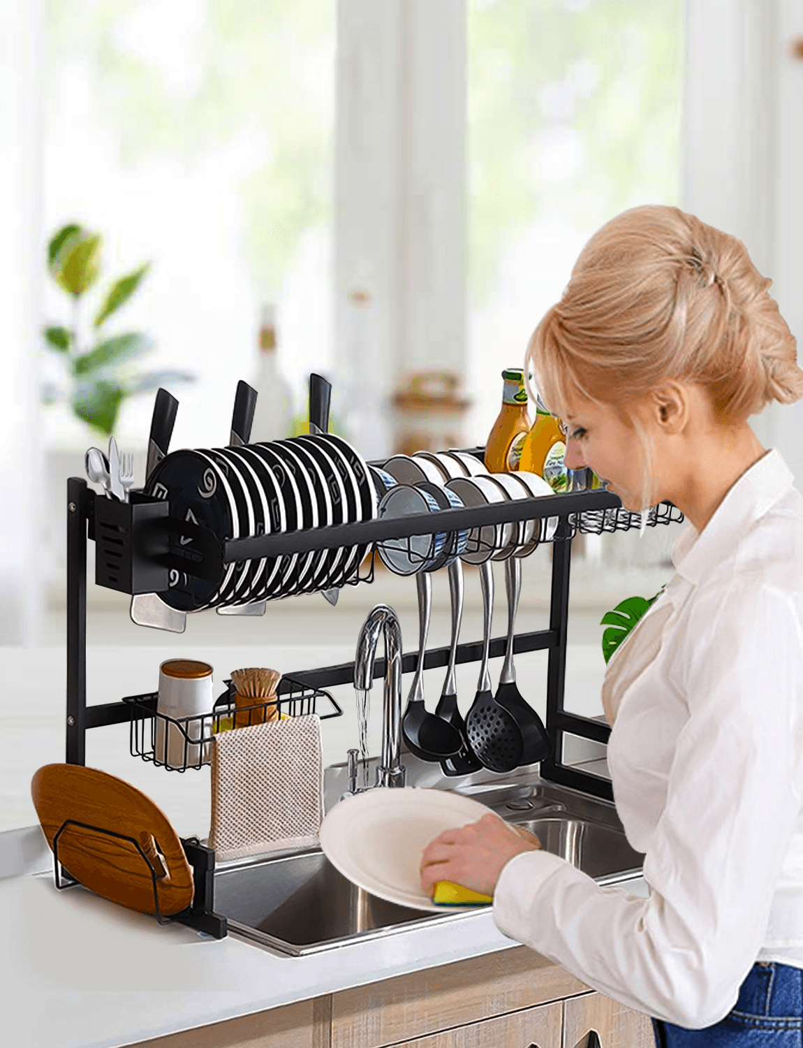 Escurridor de Trastes de Acero Inoxidable Archy para Cocina Fregadero Organizador Platos Vasos Cucharas Cuchillos Multiusos Escurridor Escurreplatos Estante Gran Capacidad Practico Resistente (NM784)