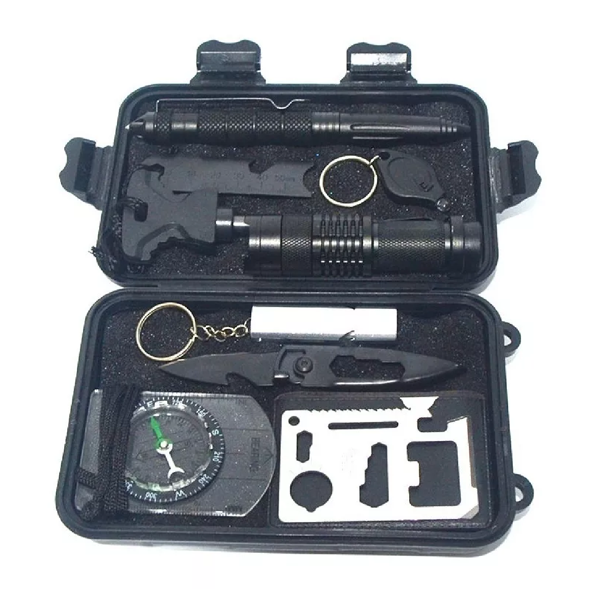 Kit Supervivencia Campal Navaja Reloj Silbato Pluma Militar