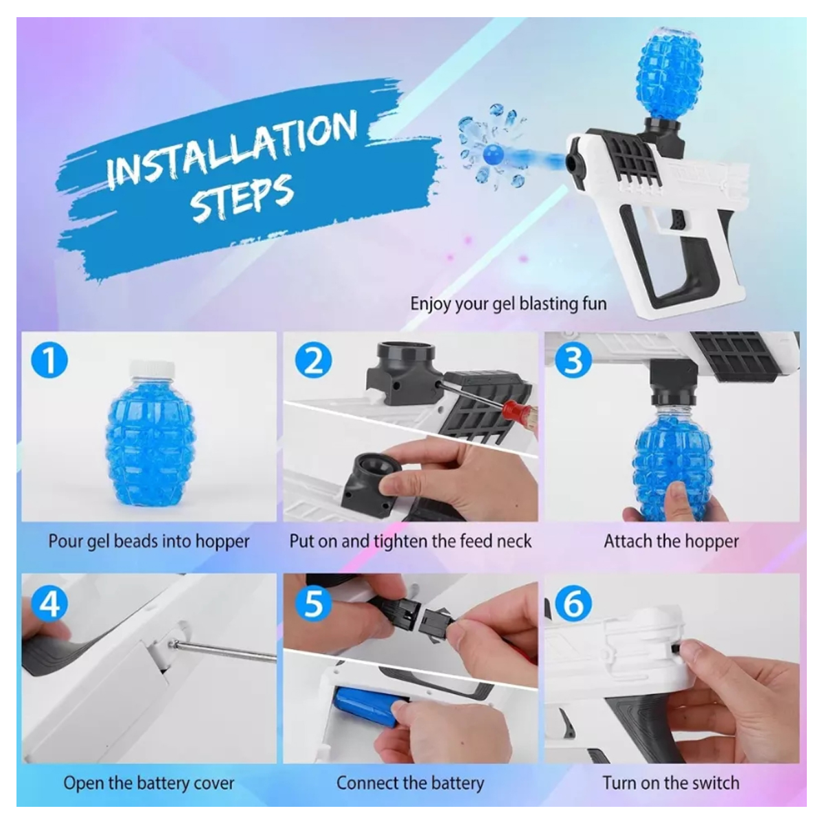 Juguete Pistola Eléctrica Lanzador Bolas De Gel Niños 