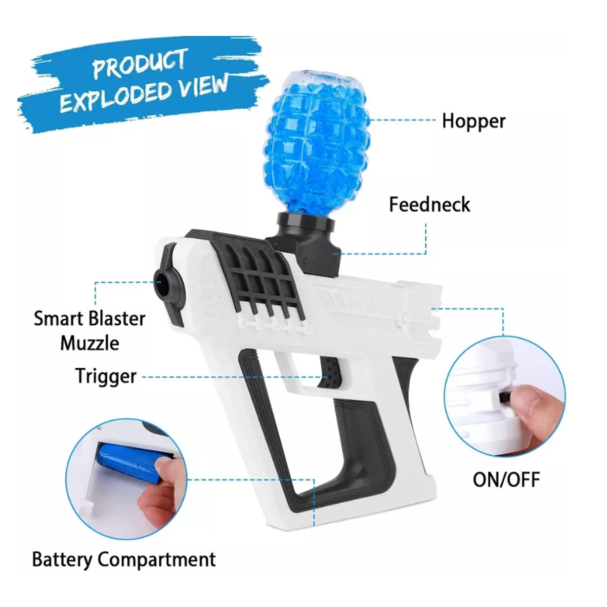 Juguete Pistola Eléctrica Lanzador Bolas De Gel Niños 