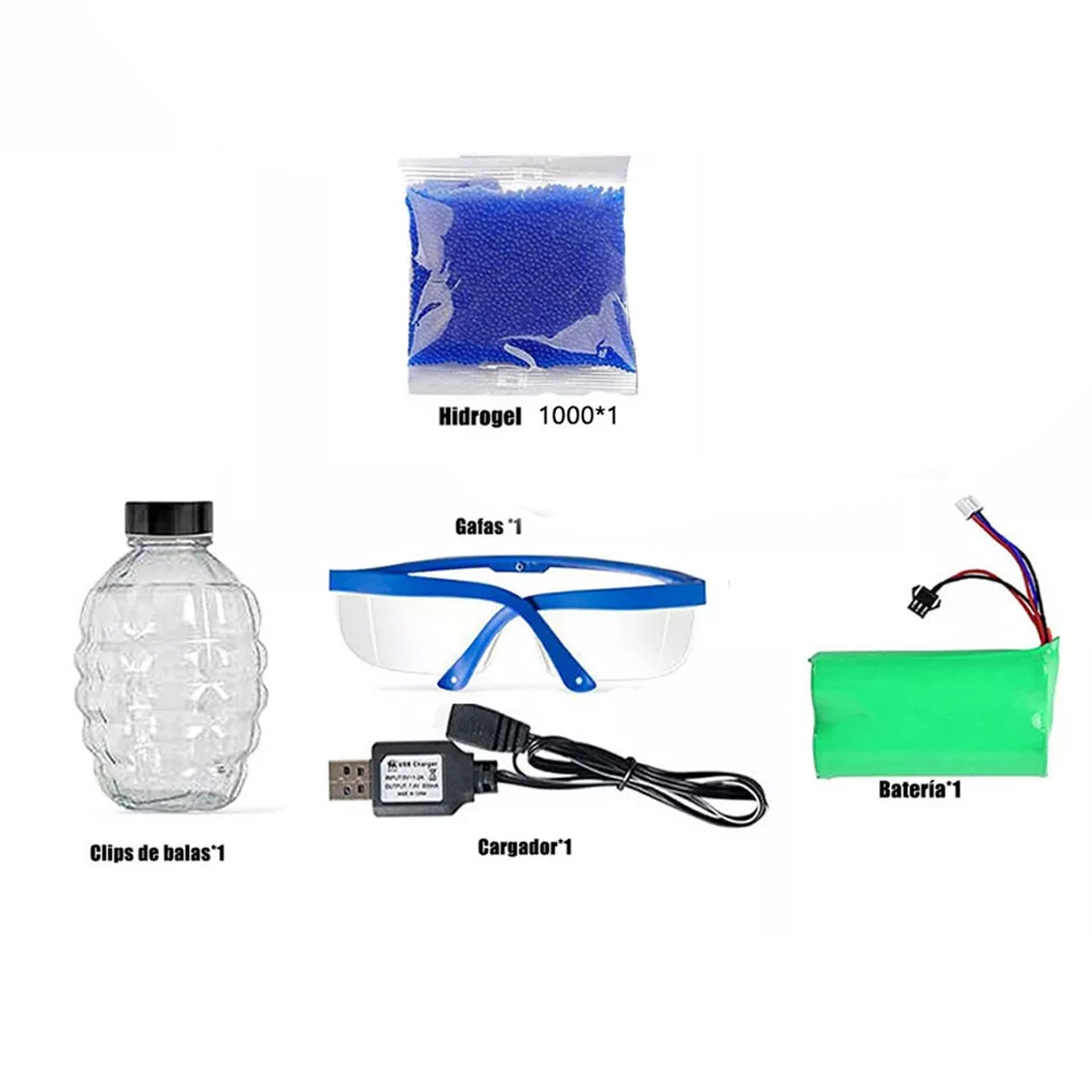 Juguete Pistola Bolas Hidrogel Gafas Protección Ak47