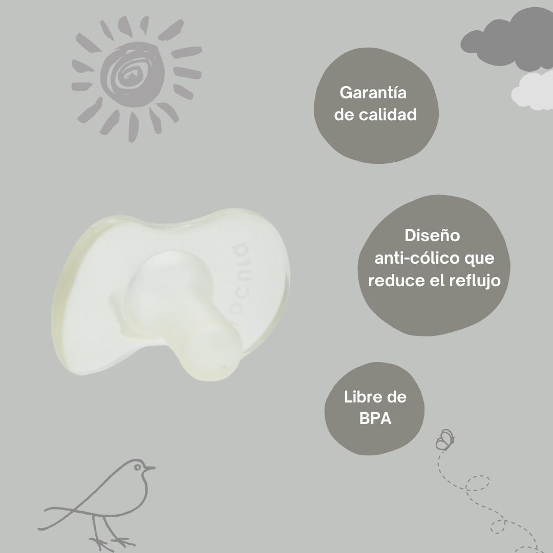 DOCURA Chupones Para Bebé De Silicón 6 Piezas Chupetes Anti cólicos Reduce Reflujo Chupón Sin BPA 2 piezas de cada color Rosa Azul Transparente