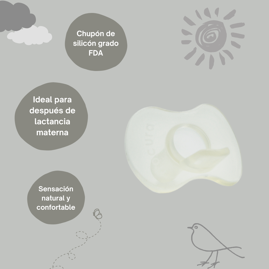 DOCURA Chupones Para Bebé De Silicón 6 Piezas Chupetes Anti cólicos Reduce Reflujo Chupón Sin BPA 2 piezas de cada color Rosa Azul Transparente