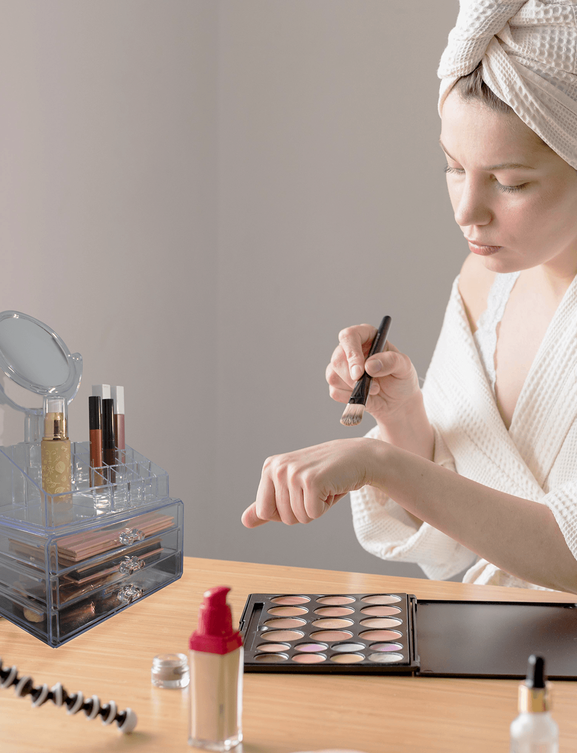 Organizador de Maquillaje Archy Acrilico con Espejo Doble Zoom Porta Maquillaje Make Up Armable Caja para Joyeria Tocador cosmetiquera Baño Cosméticos Perfume Porta Brochas (GW818)