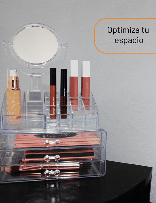 Organizador de Maquillaje Archy Acrilico con Espejo Doble Zoom Porta  Maquillaje Make Up Armable Caja para