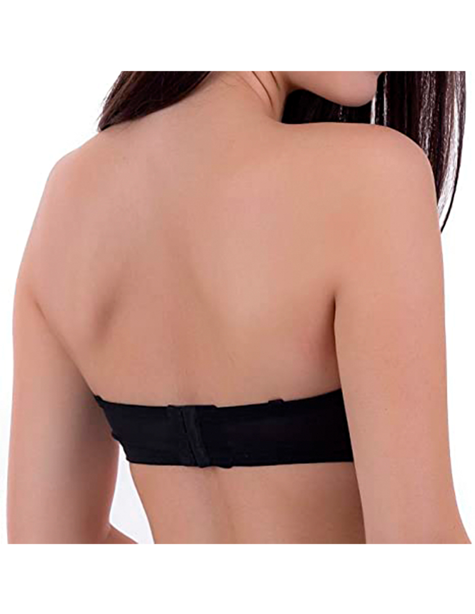 Set de 3 Brasier Strapless con SILICON en su Contorno Tatys Fashion Colores Básicos Ngro, Blanco y Nude