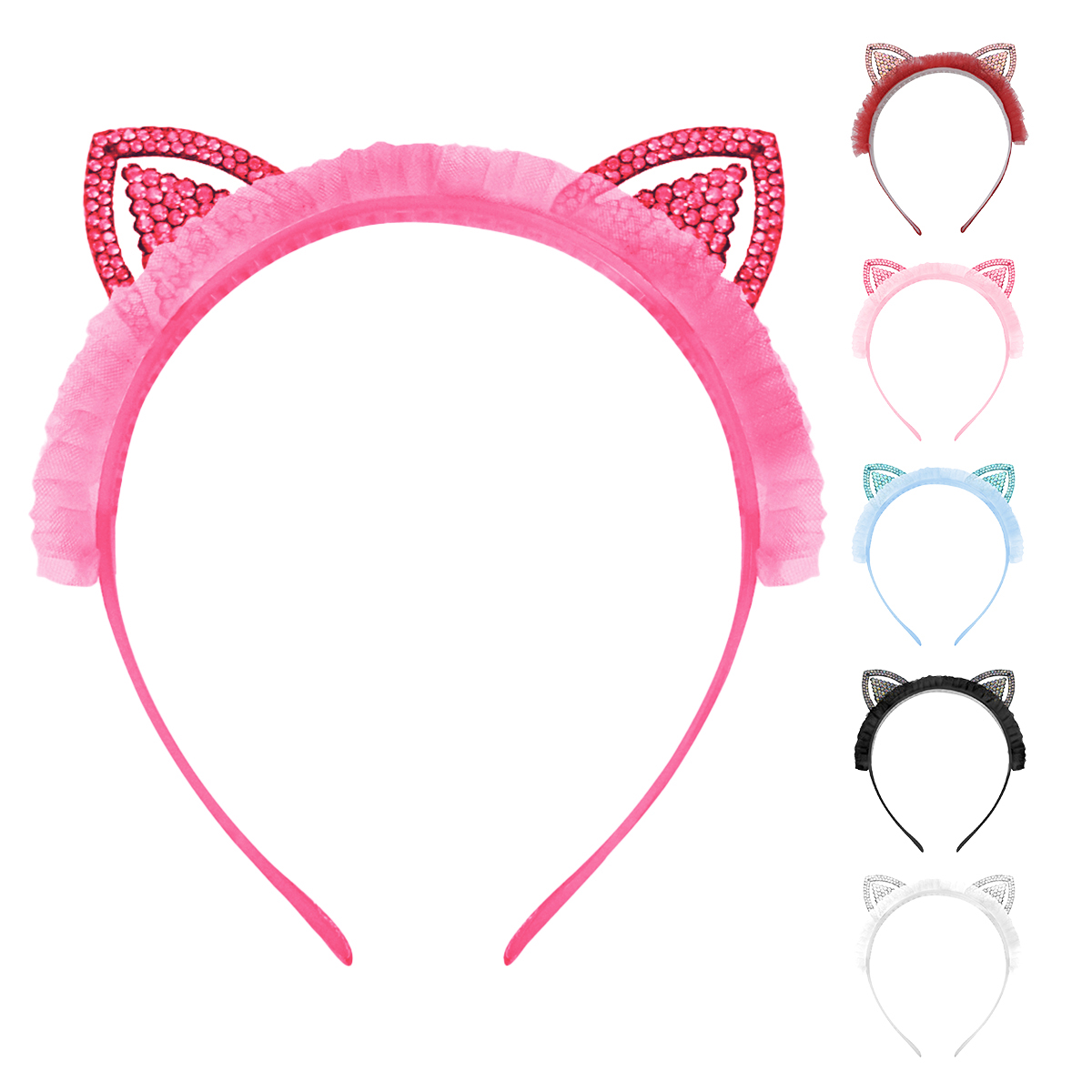 Diadema De Orejas De Gato Con Brillo Para Niña 6pz Colores Triangulo Multicolor