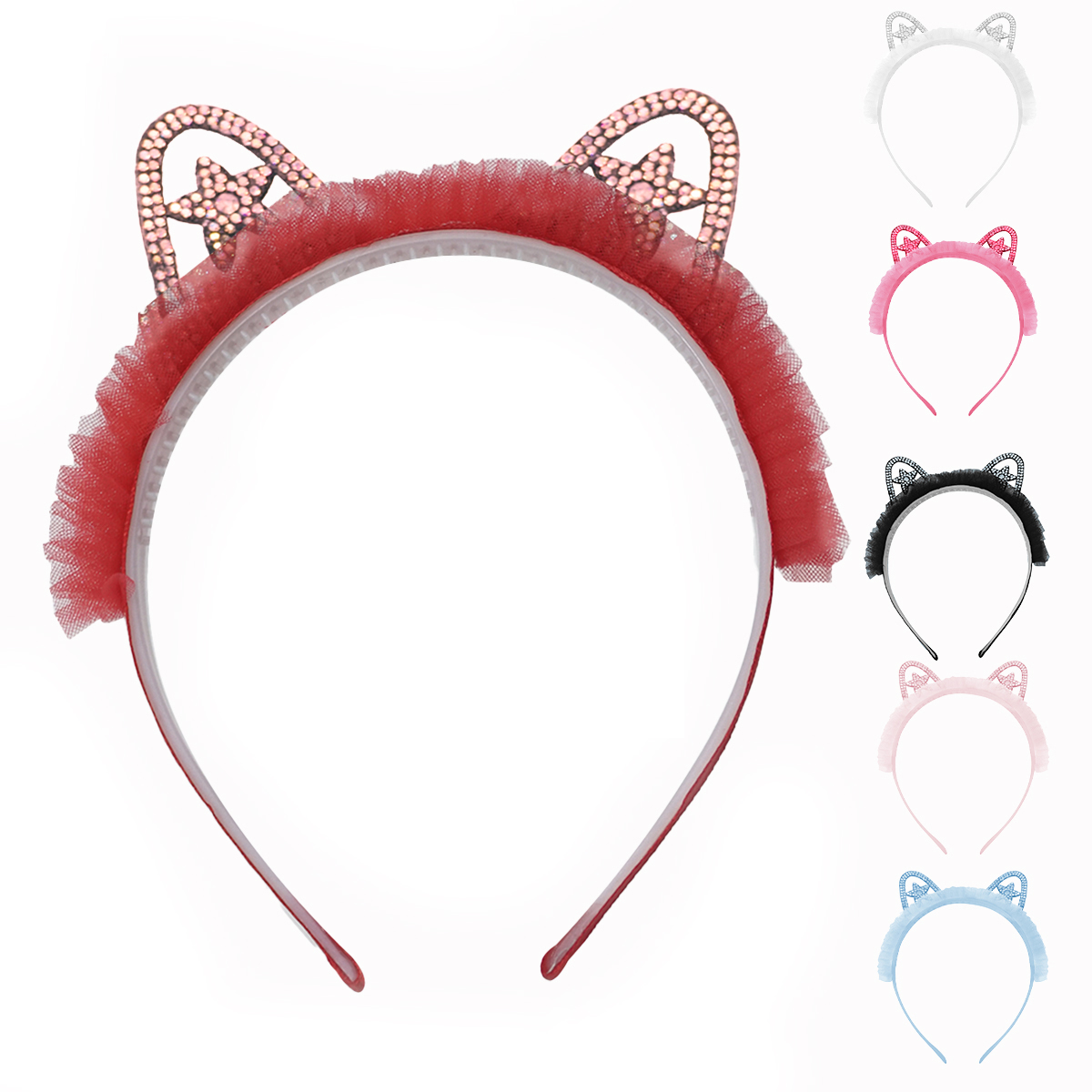 Diadema De Orejas De Gato Con Brillo Para Niña 6pz Colores Multicolor Estrella