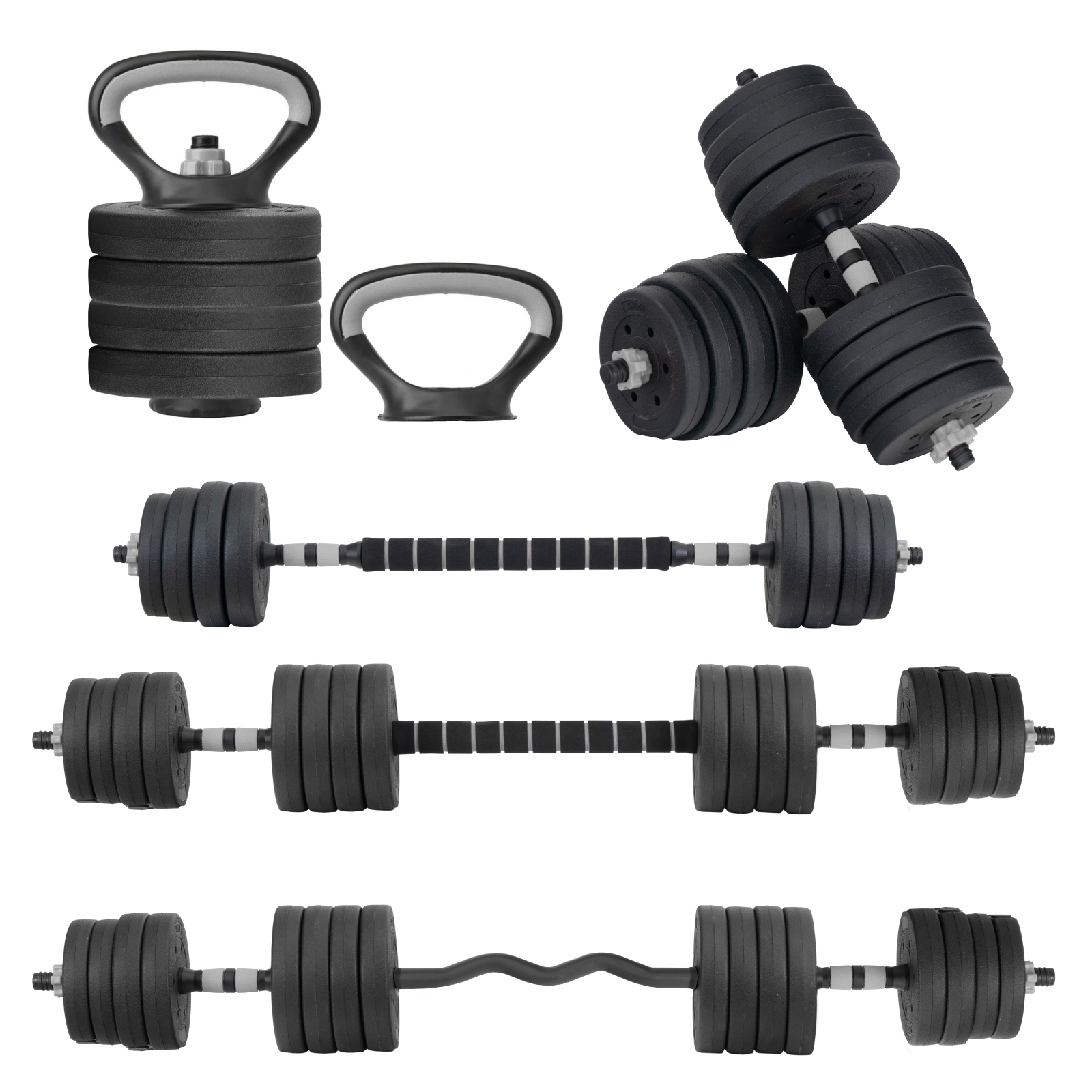 Set de Mancuernas Ajustables 40 kg Altera 5 en 1 con Pesa Rusa 