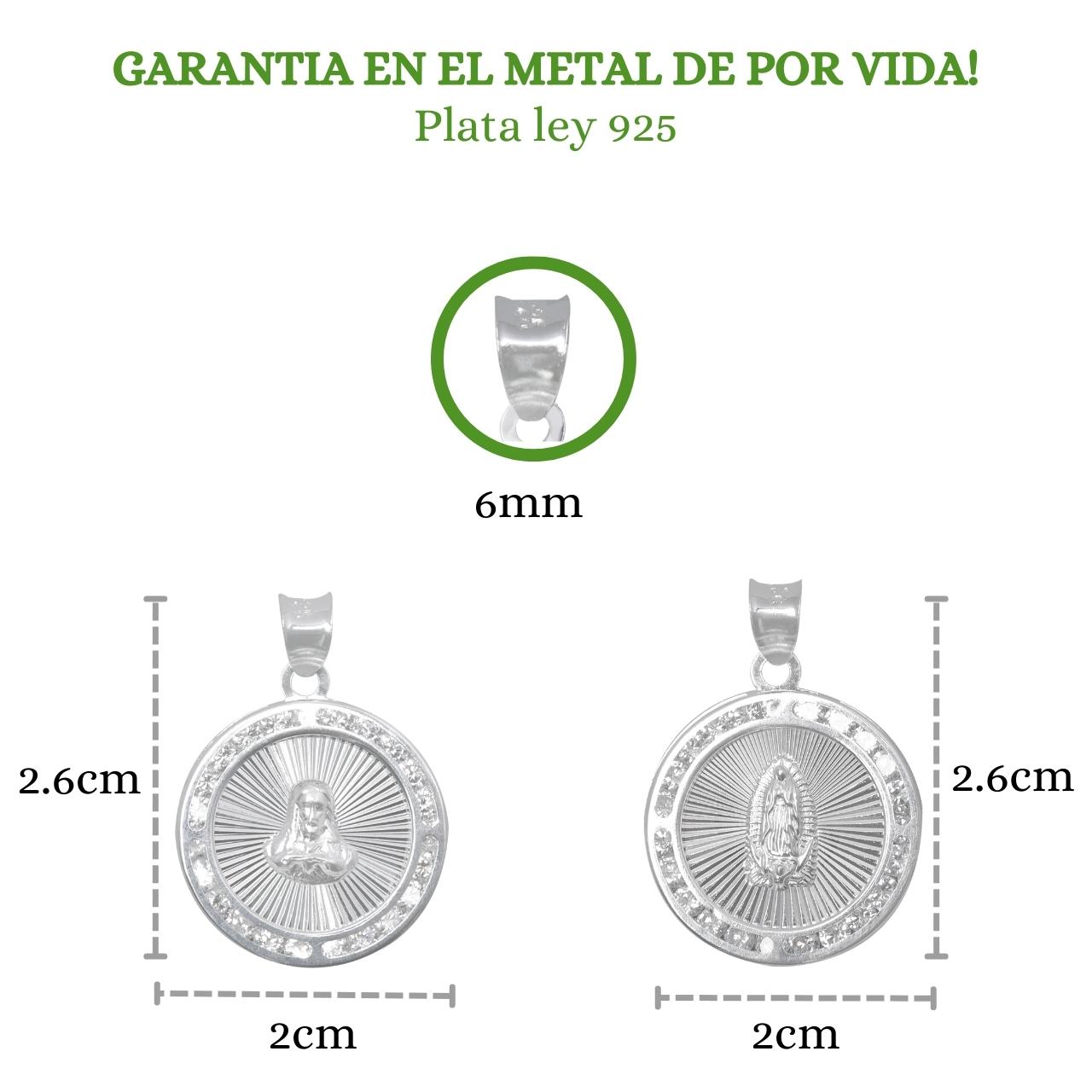 Cadena Figaro Dije Nuestra Boda Virgen Sagrado Set Plata 925