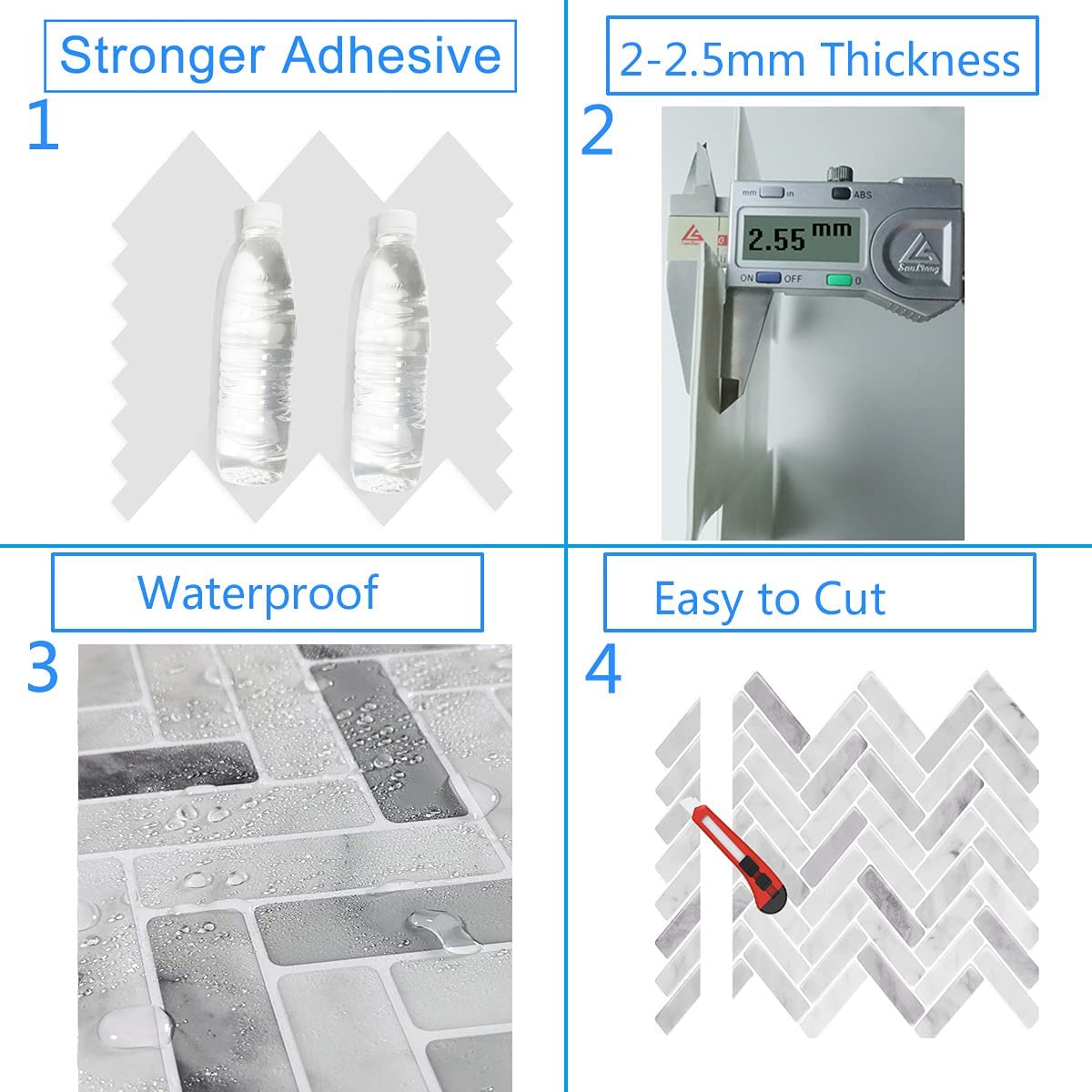 Panel Vinilico 3d Autoadherible Tipo Azulejo BOLZANO Tekno Step
