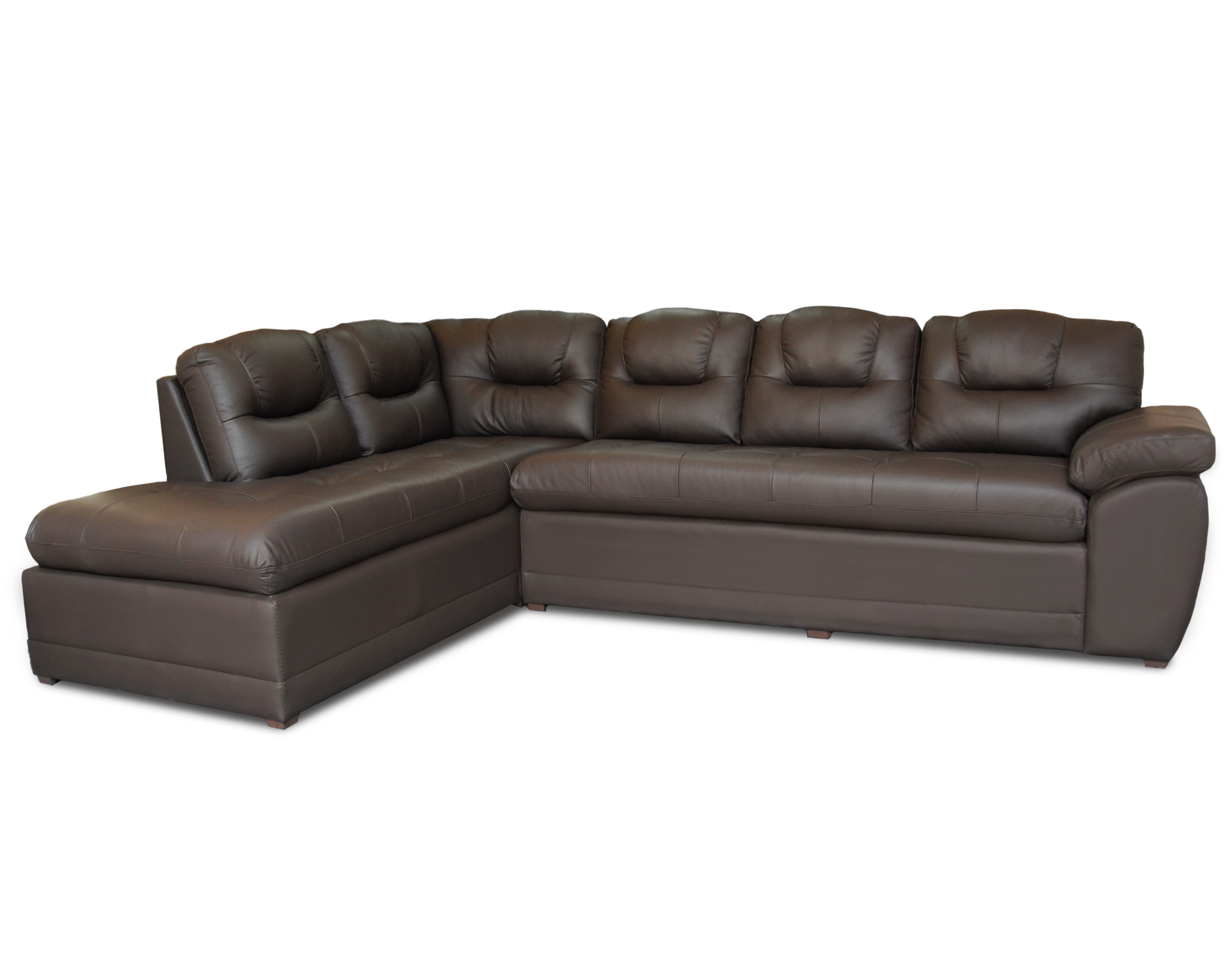 Sala de Piel Genuina Esquinera Izquierda Sofa y Cheise Verona Color Chocolate - ConfortoPiel