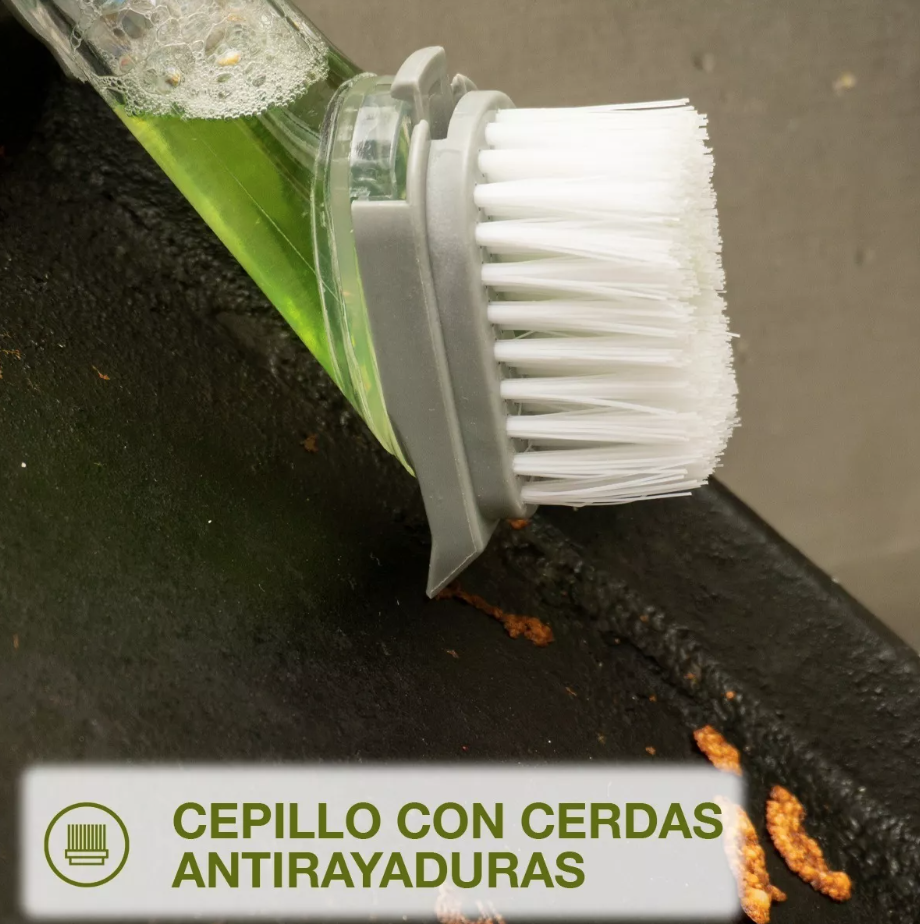 Cepillo Con Dispensador De Jabon Lava Trastes