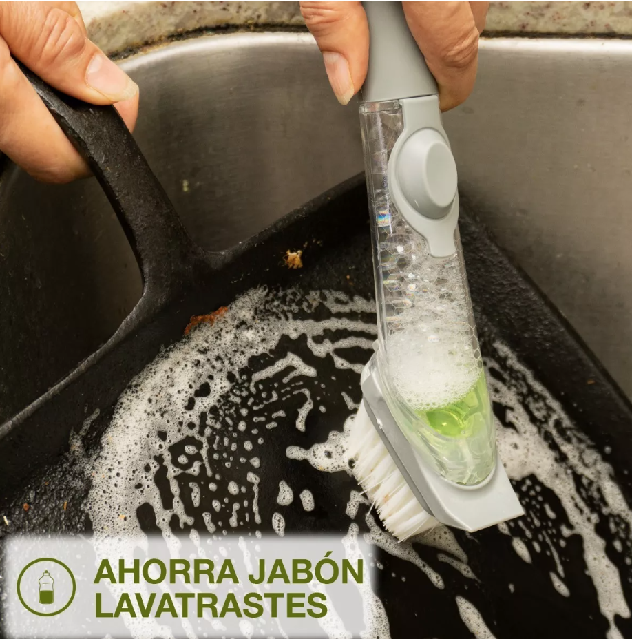 Cepillo Con Dispensador De Jabon Lava Trastes
