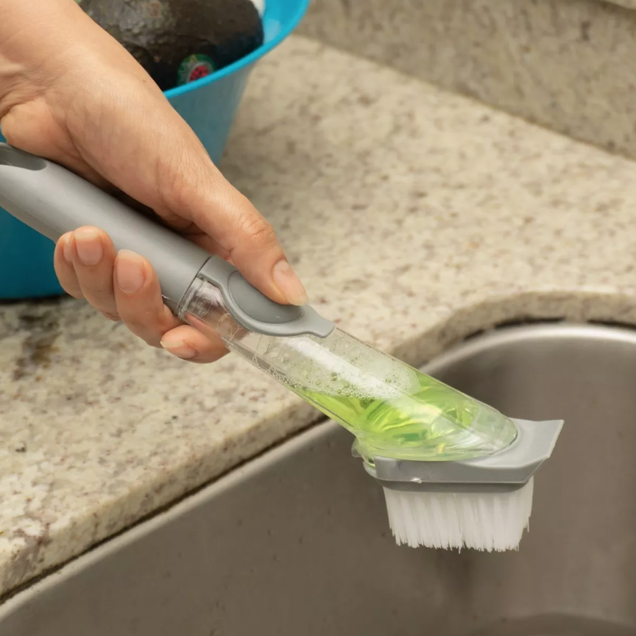 Cepillo Con Dispensador De Jabon Lava Trastes
