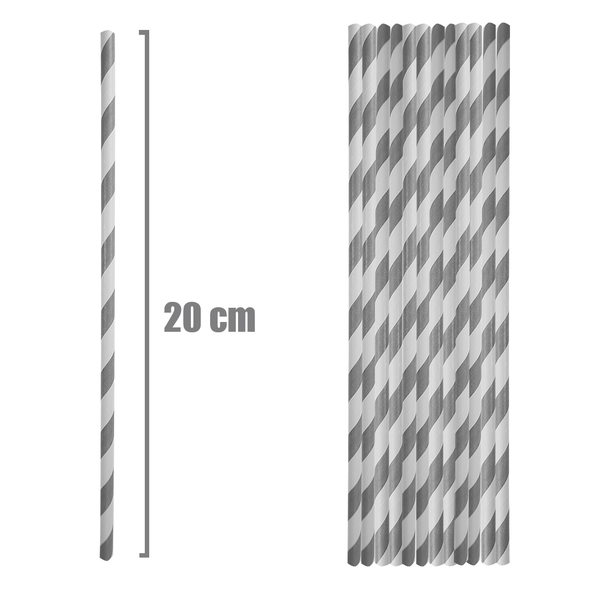 100 Popotes De Papel Biodegradables/ Económicos/ Coloridos Gris claro