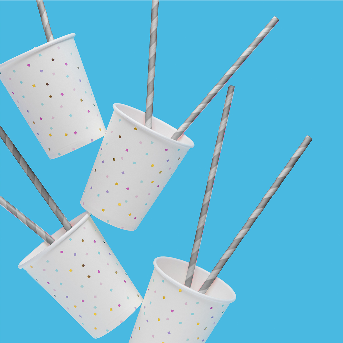 100 Popotes De Papel Biodegradables/ Económicos/ Coloridos Gris claro