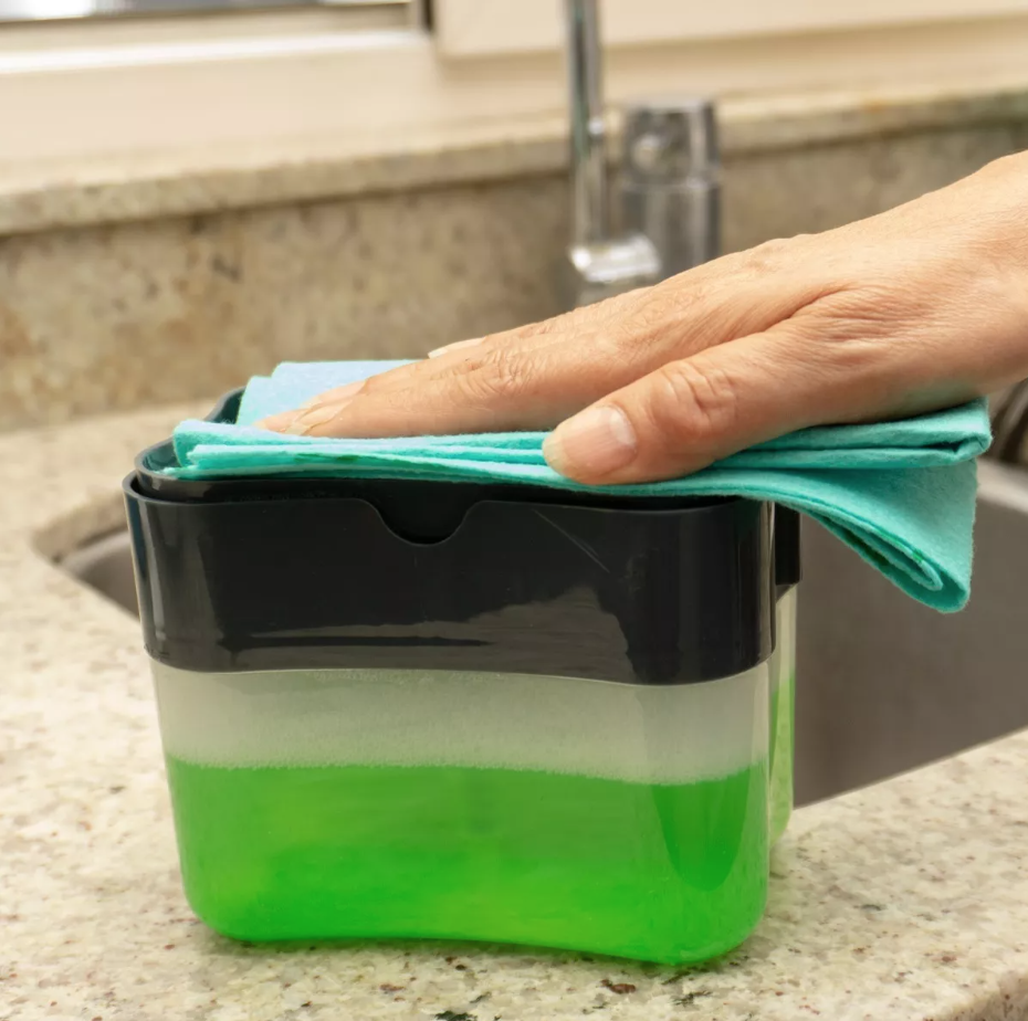 Dispensador De Jabon 2 En 1 Para Fibra Esponja Lava Trastes