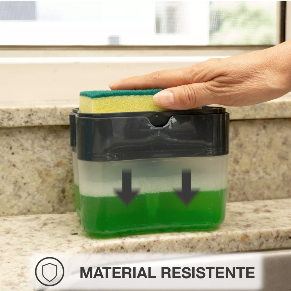 Dispensador De Jabon 2 En 1 Para Fibra Esponja Lava Trastes
