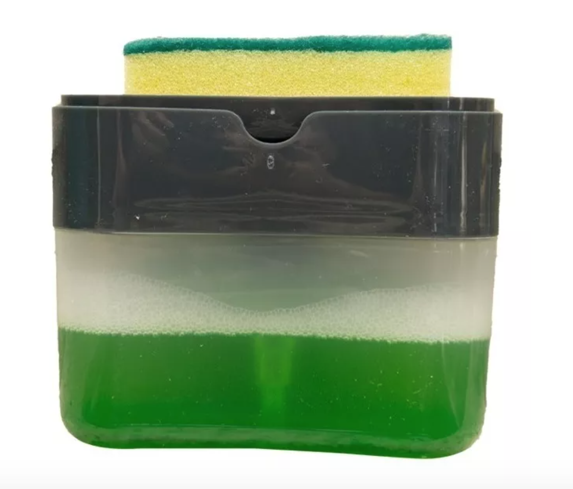 Dispensador De Jabon 2 En 1 Para Fibra Esponja Lava Trastes