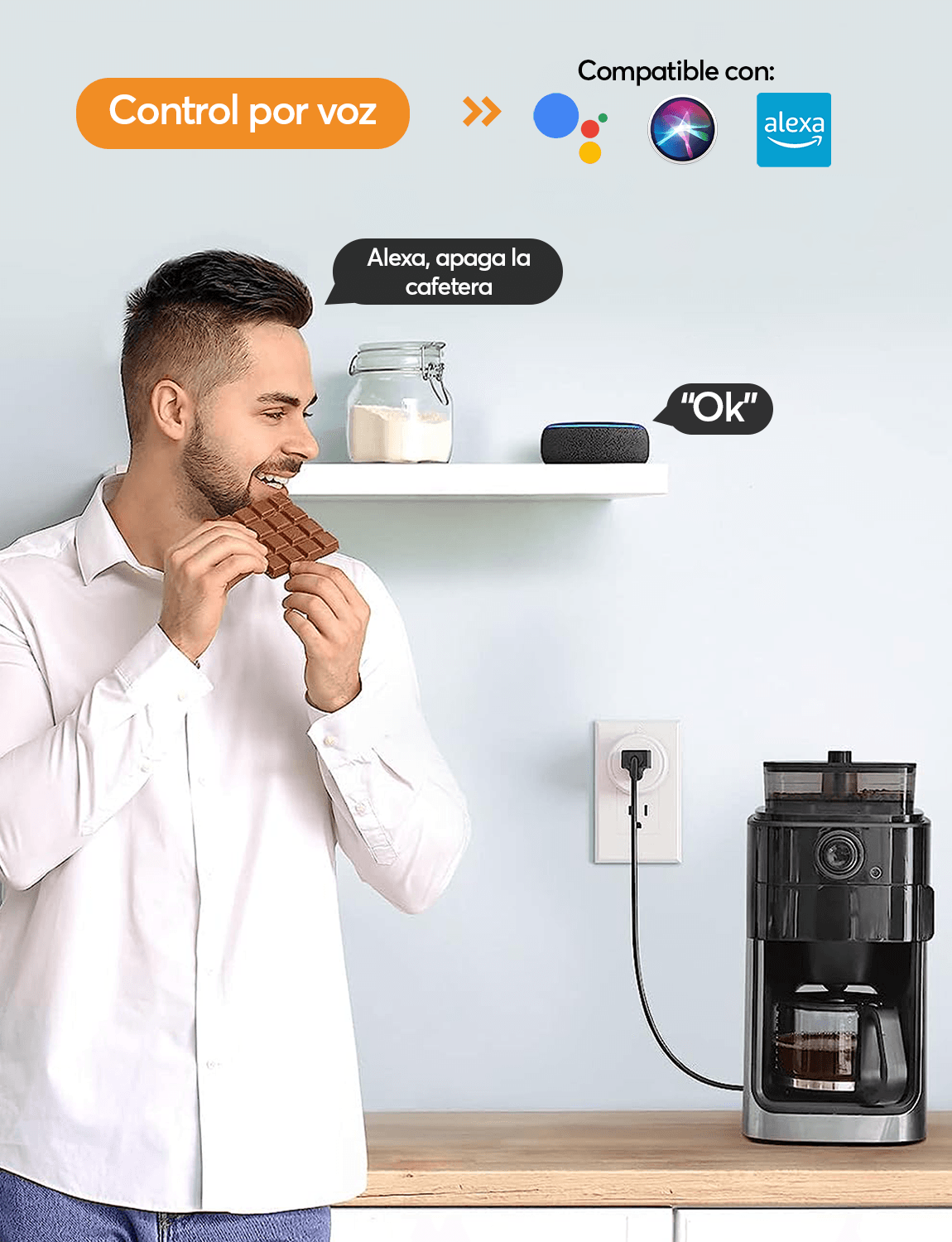 Enchufe Inteligente Archy con Wifi Smart Plug Interruptor Programable Contacto Conector Compatible con Asistentes de voz (WIFICONTACTO)