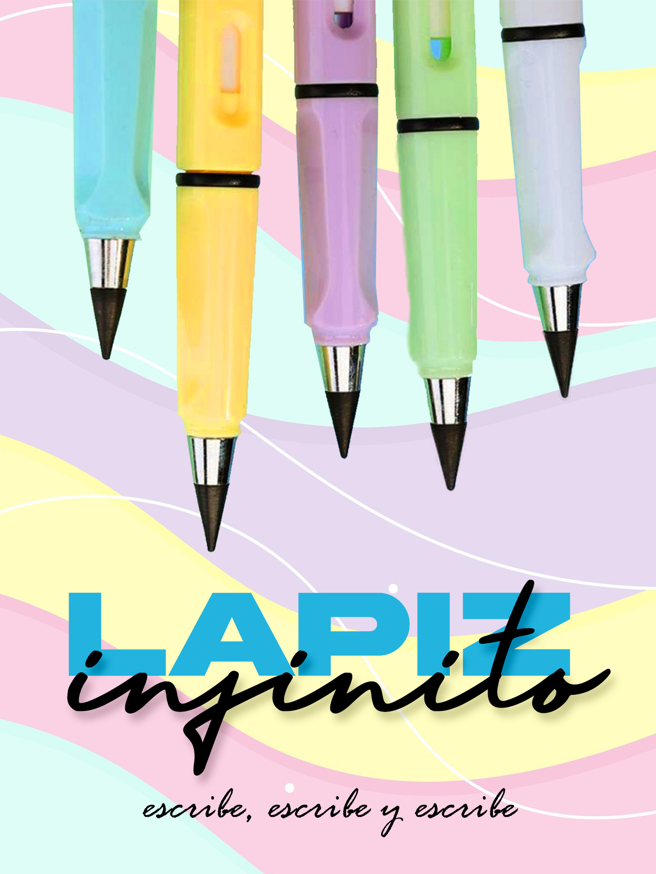 Kit 10 Lapices mágico infinito reutilizable con goma diferentes colores